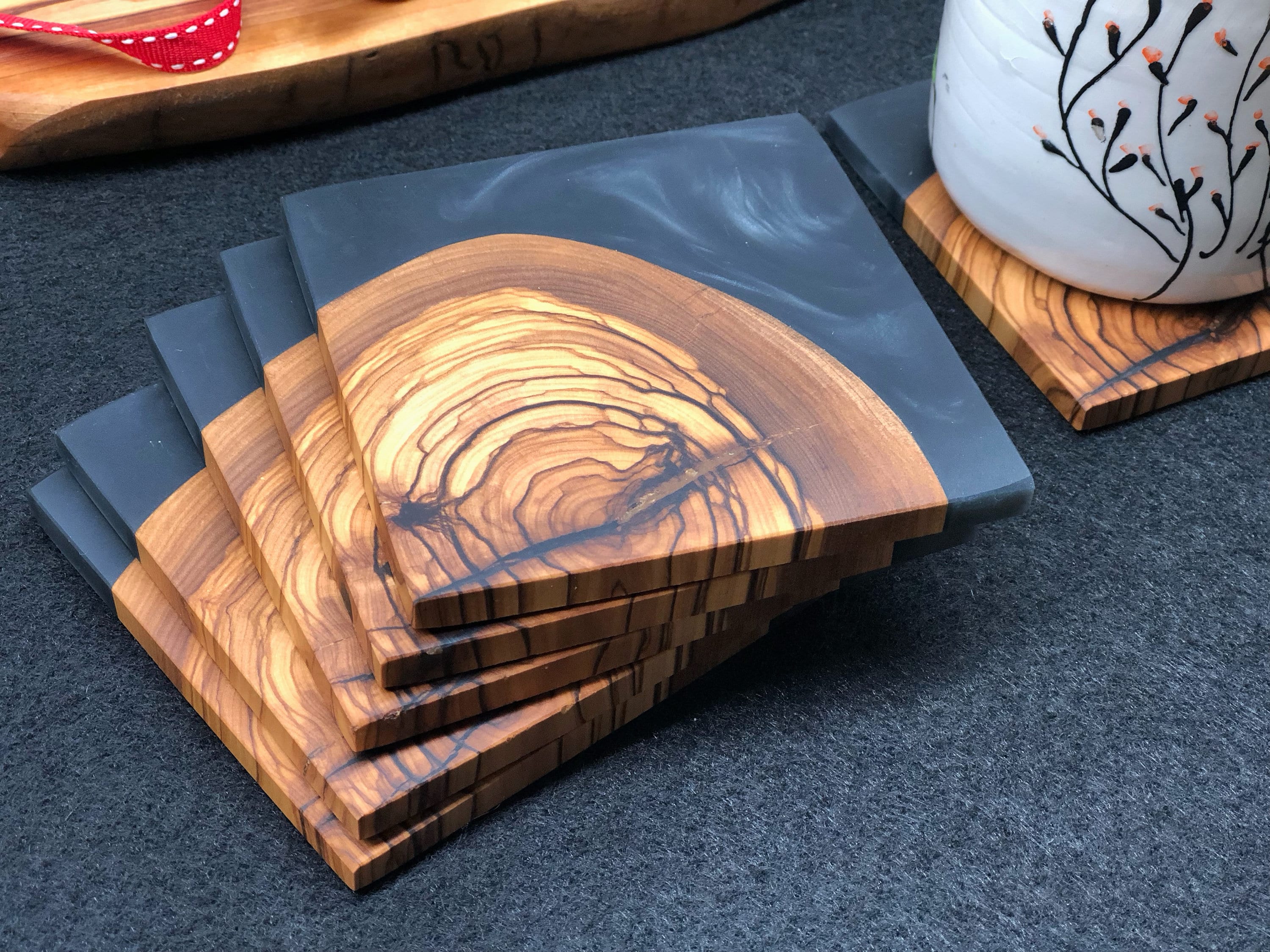 4 Pcs Wooden Coasters With Epoxy Resin Blue For Drinks, Modern Coasters For  Bar Kitchen Home Apartment - Mats & Pads - AliExpress