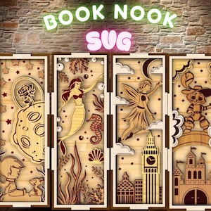 Book Nook SVG Bundle | Laser Cut Diorama Templates | Glowforge, Cricut, CNC Files | Digital Download
