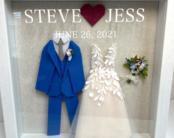 what is a paper dress Personalized Bride and Groom Frame, Paper Anniversary Gift, First Anniversary, Wedding Gift, Origami Bride & Groom, Two Brides or Two Grooms