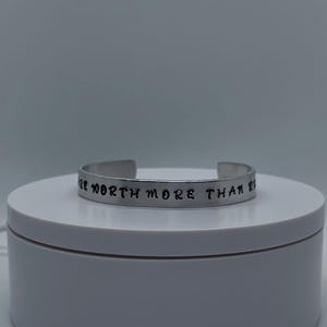 Metal Stamped Handmade Cuff Bracelet with Bible Verse