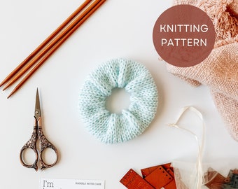 KNITTING PATTERN, Easy Peasy Scrunchies, Instant Download Digital File, Beginner Knitting