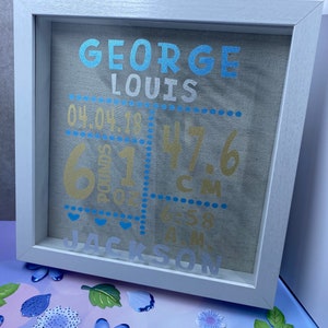 Custom Baby Stats Shadow Box