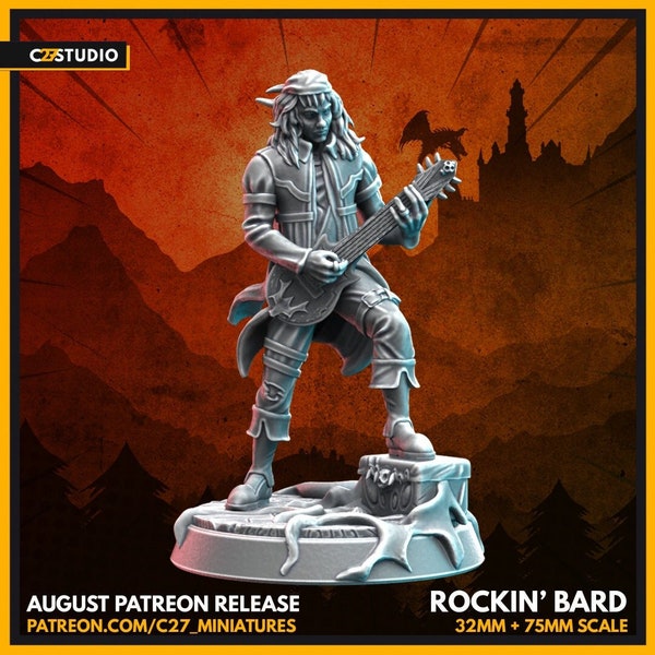 Heavy Metal Bard by C27 Miniatures & Terrain - For DnD, Pathfinder, Frostgrave Or Other Wargames