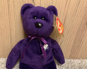 RARE PRINCESS Beanie Baby Bear-- Charity Edition Princess Diana Bear