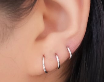 Huggie Hoop Earrings, Silver Huggie Hoops, 925 Sterling Silver Hoops, Tiny Silver Hoops, Conch Hoops, Tiny Helix Hoops, 5mm 6mm 7mm 8mm 9mm