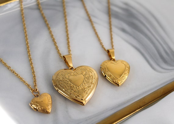 14k Yellow Gold 20mm Love You Diamond Heart Locket Necklace - The Black Bow  Jewelry Company