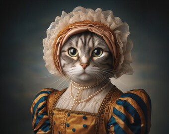 Custom cat portrait, Royal cat portrait, Royal dog portrait, Funny dog portrait, Pet loss gift, Custom portrait for him, Mother's day gift