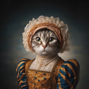 Custom cat portrait, Royal cat portrait, Royal dog portrait, Funny dog portrait, Pet loss gift, Custom portrait for him, Mother&#39;s day gift