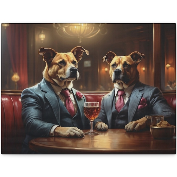 Custom 2 pets portrait, Mafia dogs portrait, 2 dogs gift, San valentine gift, Pet loss gift, funny pet portrait, portrait of 2 dogs in a bar