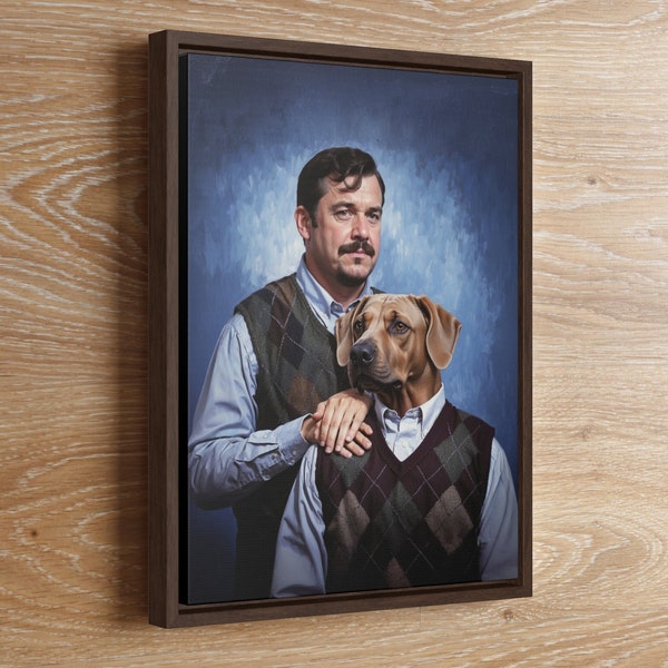 Pet Portrait, Human and pet custom portrait, Birthday Gift Idea, Funny Dog Portrait, Gift For Him, Dog Portrait, Man Cave, Gift for husband