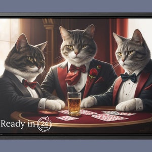 Ritratto personalizzato di 3 gatti da foto, miglior regalo per gli amanti degli animali domestici, ritratto di gatto mafioso, regalo per la perdita di animali domestici, ritratto divertente di animali domestici, regalo di gatto personalizzato
