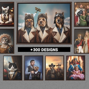 Custom pet Portrait, Funny dog portrait, Family and pet portrait, Petlover gift, Royal dog portrait, human and pet portait, pet loss gifts