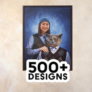 Pet Portrait, funny custom portrait, Family and pet custom portrait, Christmas Gift, human and pet portrait, Gift Idea