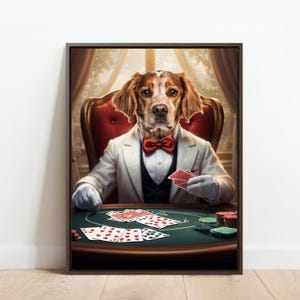 Custom Poker Dog Portrait, Funny Dog Art, gift for pet lover, Poker custom canvas, Multiple pets custom, Birthday gift idea, father day gift