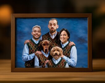 Custom Pet Portrait Digital Art Memorial Gift Birthday Present Funny Artwork Wall Decoration Family Illustration Cartoon Style Personalized