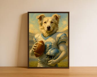Funny Dog Custom Canvas, Perfect Gift for Football and Pet Lovers, Christmas Gift for Dog Dad, Multiple size canvas, Dog Art With Pet Photo