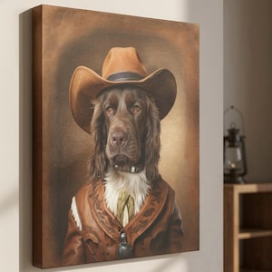 Pet Portrait, Cowboy pet portrait, funny custom portrait, Cowboy dog portrait, Western decor, western dog portrait, Gift for him Father gift