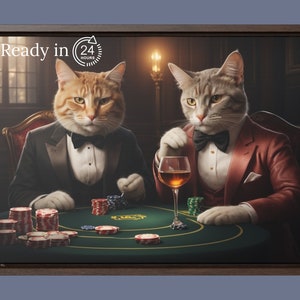 Ritratto di gatto personalizzato, ritratto di animale domestico personalizzato, ritratto di gatti mafiosi, regalo per la perdita di animali domestici, ritratto di animale domestico divertente, ritratto di poker, ritratto di arredamento da bar