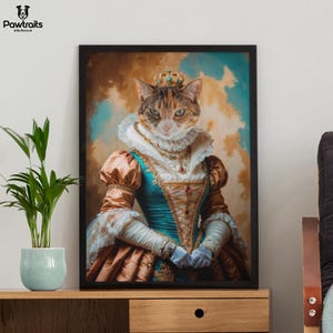 Custom royal cat queen portrait Funny dog gift Renaissance dog portrait from photo Memorial pet loss gift Victorian decor Funny pet portrait