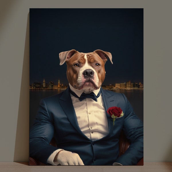 Custom Pet Portrait, Mother's day custom gift, Royal dog portrait, Gentleman cat portrait, Dog with suit, Memorial pet gift, multiple pets