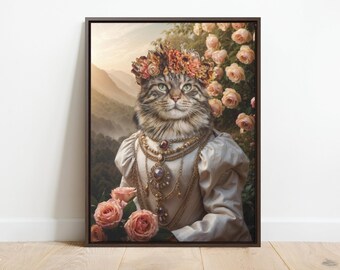 Pet Portrait, Custom Pet Portrait, Pet Portrait Custom, Dog Portrait, Cat Portrait, Regal Royal Animal Canvas Painting Personalize Art
