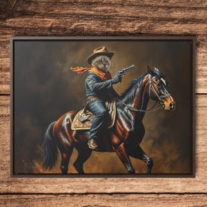 Custom Pet Portrait from Photo - Unique Gift for Him - Personalized Dog or Cat Art - Funny or Sentimental Pet Lover Gift - Cowboy Cat Art