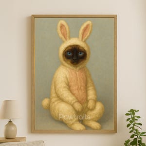 Custom pet portrait, Cute custom cat art, personalized gift for pet lovers, custom pet gift, Pet Portrait in Bunny Costume, Funny pet art