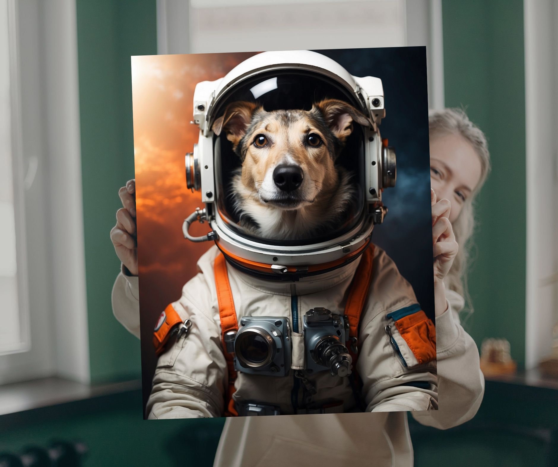 Custom astronaut dog portrait, portrait with pet photo, cat with astronaut suit, ugly gift, dog dressed like a astronaut, astronaut pet