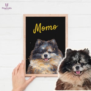 Custom dog portrait from photo, Personalized gift for pet lover, Memorial dog gift, dog with name portrait, painting dog portrait, dog mom