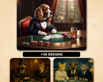 Custom Pet Portrait, Funny gift for pets, dogs playing poker, Funny Custom Portrait, Best Pet Loss Gift, Best gift for him,father's day gift
