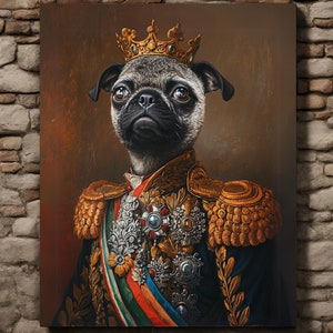 Custom Royal Pet Portrait, Military dog portrait, Pet loss gift, Memorial gift for pet, Ugly pet portrait, Renaissance cat art, Regal pet