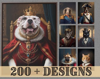 Royal Pet Portrait, Custom Dog Art, Funny Pet Portrait, Personalized Pet Memorial Gift, Custom Dog Portrait, Pet Loss Gifts, Dog Decor Idea