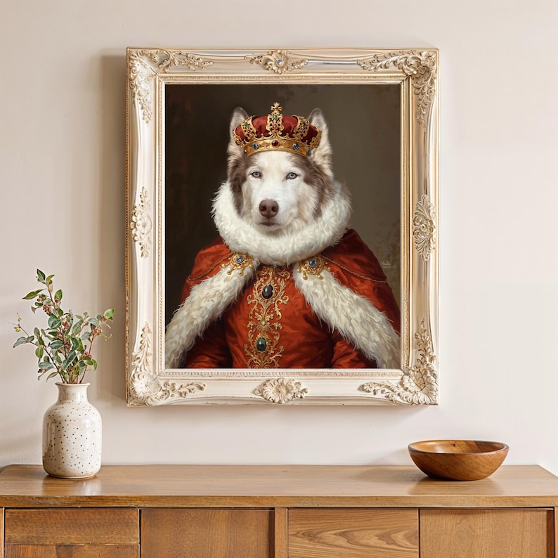 Custom Pet Portrait Royal Style Dog Painting Personalized Art Memorial ...