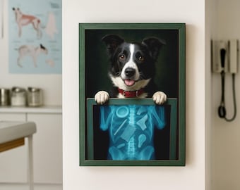 Custom Pet X-Ray Portrait | Personalized Dog Anatomy Art Print with Favorite Objects | Unique Veterinary Decor Gift | Custom Dog canvas