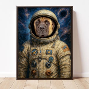 Custom Astronaut Dog Portrait – Personalized Space Explorer Dog Painting on Canvas | Unique Pet Art Gift for Dog Lovers | Space Dog portrait