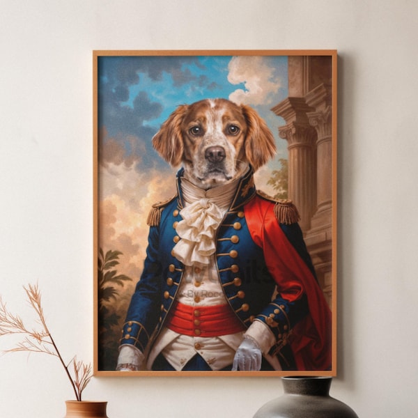 Custom Pet Portrait Digital Illustration Royal Style Renaissance Painting Noble Cat Victorian Artwork Historical Design Framed Dog Art
