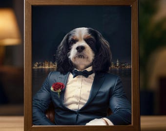Pet Portrait, Gentleman dog portrait, Royal Pet Portraits,Pet Portrait Custom, Personalized Pet Portrait,Pet memorial, Renaissance dog decor