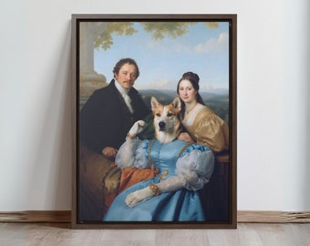 Custom pet Portrait, Family and pet custom portrait, royal dog portrait, human and pet art, Home wall decoration, custom renaissance gift