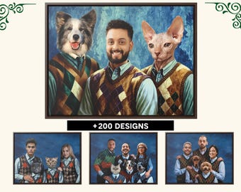 Step Brothers Pet Portrait, Human & Pet Portrait, Birthday Gift for Him, Funny Pet Art, Custom Pet Portrait, Gift for Husband, Funny Pet Art