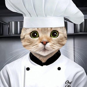 custom pet portraits, Chef Cat Portriat, Custom cat portraits, gift for cat lover gift for her, gift for him, dog mom, cat mom memorial gift