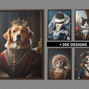 Custom dog portrait, Royal dog portrait, Royal cat portrait, Funny gift for dogs, Pet loss gift, Family and pet portrait, Best gift for him