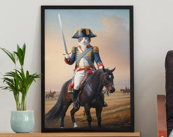 Pet Portrait, Custom Royal dog portrait, Mother's day gift, Custom military pet portrait, Christmas gift Idea , cat portrait, Napoleon cat