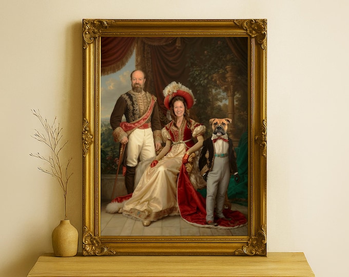 Family Portrait, Renaissance Portrait, Funny Portrait, Royal Family portrait, Human And Pet Portrait, Royal Pet Portrait, Royal Painting
