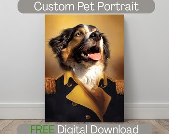 custom pet portrait for gift, pet portraits, custom pet gift, gentleman dog, cat mom, dog mom, regal pet portrait, royal pet portraits, gift