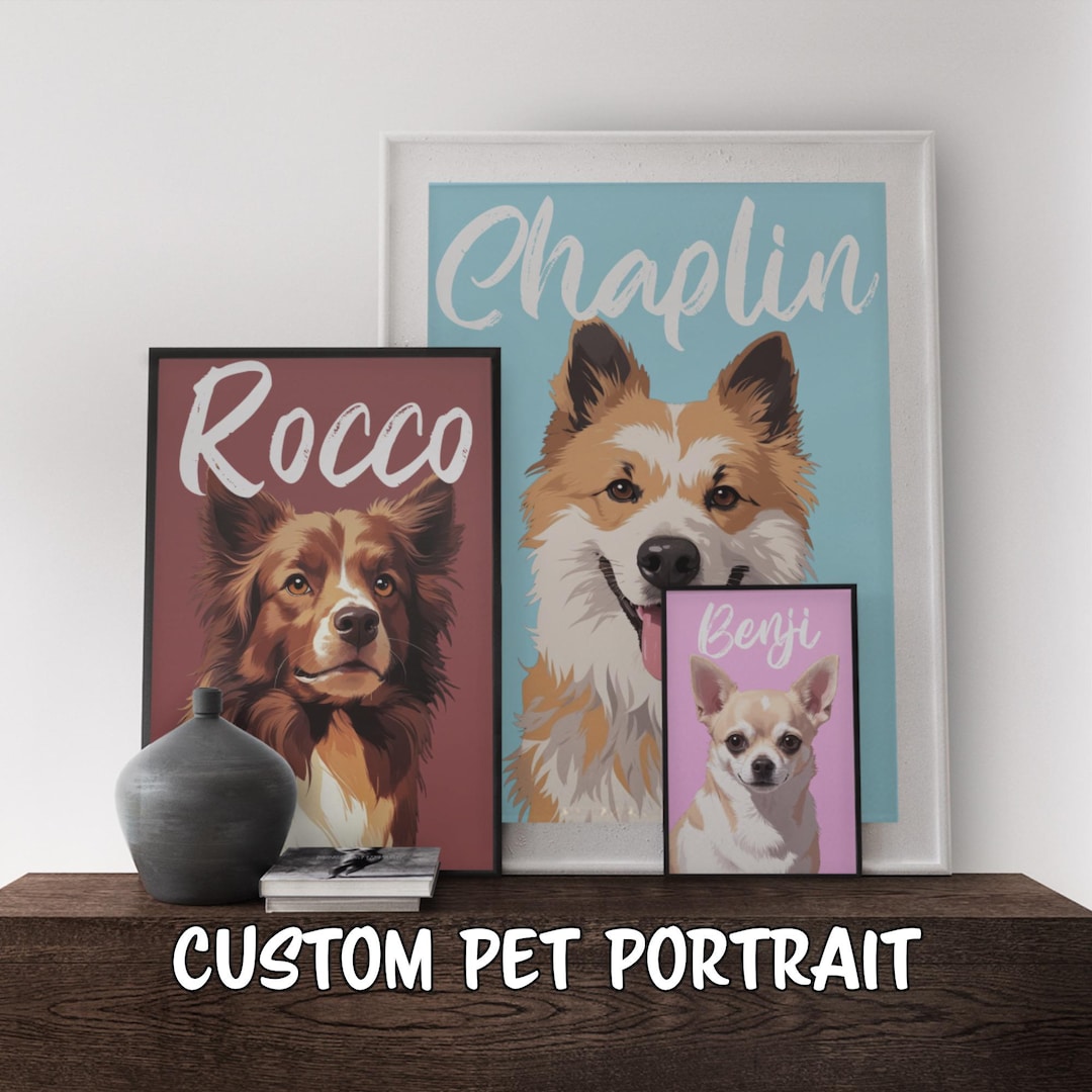 Personalized Pet Portrait From Photo, Custom Pet Illustration Using ...