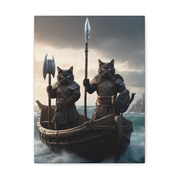 Custom vikings 2 pet portrait, Vikings theme cat portrait, Memorial cat gift, funny cat portrait, cats as a vikings, 2 cats custom gift