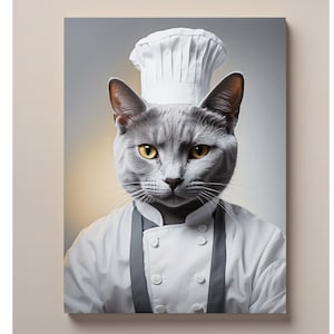Custom chef pet portrait, portrait with pet photo, cat with chef suit, ugly gift dog dressed like a chef chef pet canvas, christmas gift