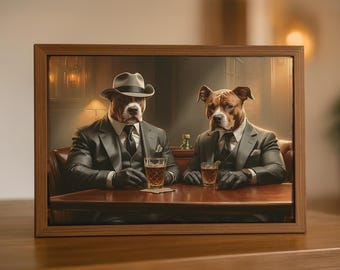 Custom pet portrait, Funny dog portrait, Mafia dogs, gift for him, Gif for boyfriend, Funny gift, Portrait from photo, gangster dog portrait