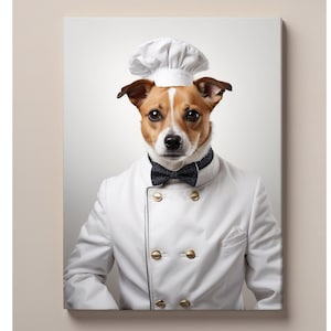 Custom chef pet portrait, portrait with pet photo, cat with chef suit, ugly gift dog dressed like a chef chef pet canvas, christmas gift