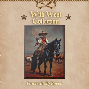 Pet Portrait from Photo, Custom Cat Art, Cowboy Gift, Funny Pet Portrait for Him, Cat Birthday Gift, Funny Gifts for Pets, Cat Portrait